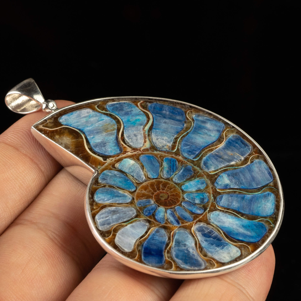 Orecchini Pendenti In Ammonite Con Madreperla – Fossil Stone Gioielli, Regalo Unico